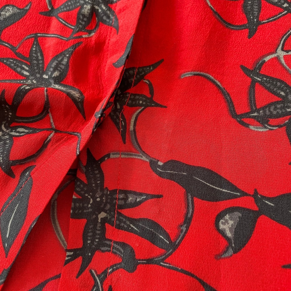 Zadig & Voltaire Silk Floral Chai Print Long Sleeve Blouse‎ Red Size Medium - Picture 13 of 14